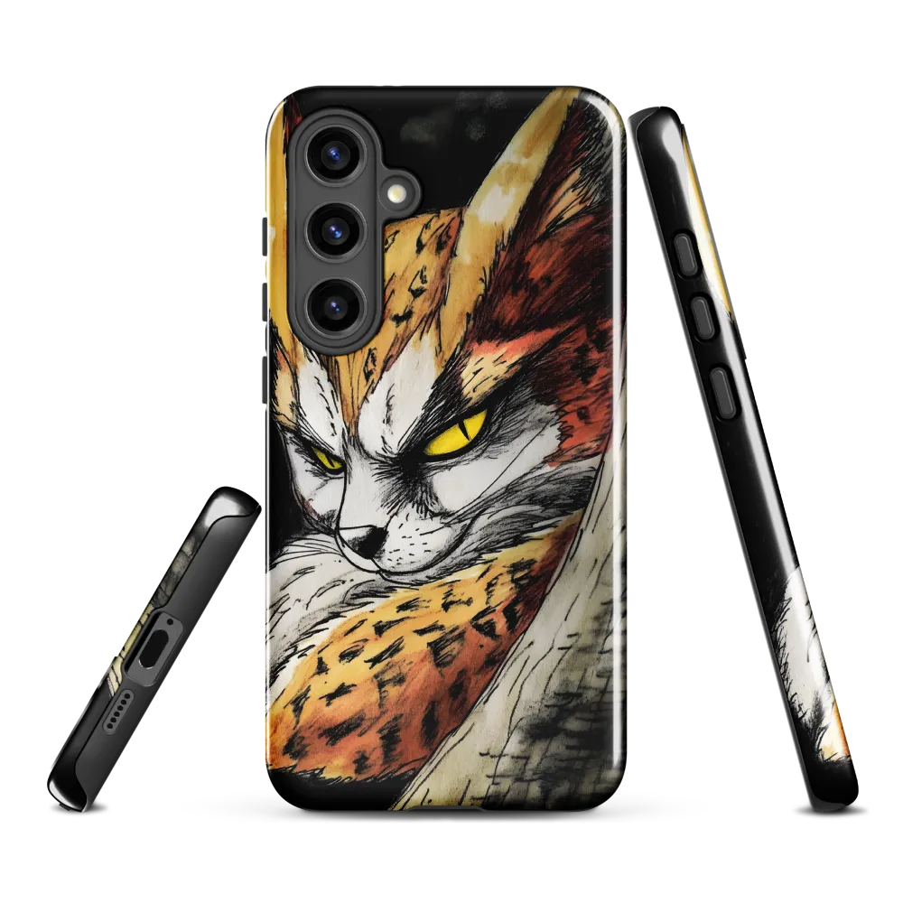 Fierce Gaze of the Wild Cat | Phone Case |  S24 Plus | Tough Case | Glossy