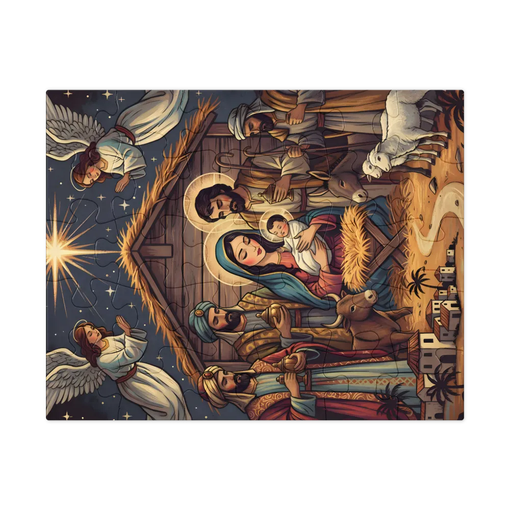Nativity at the Manger 
 Jigsaw Puzzle in Tin Box