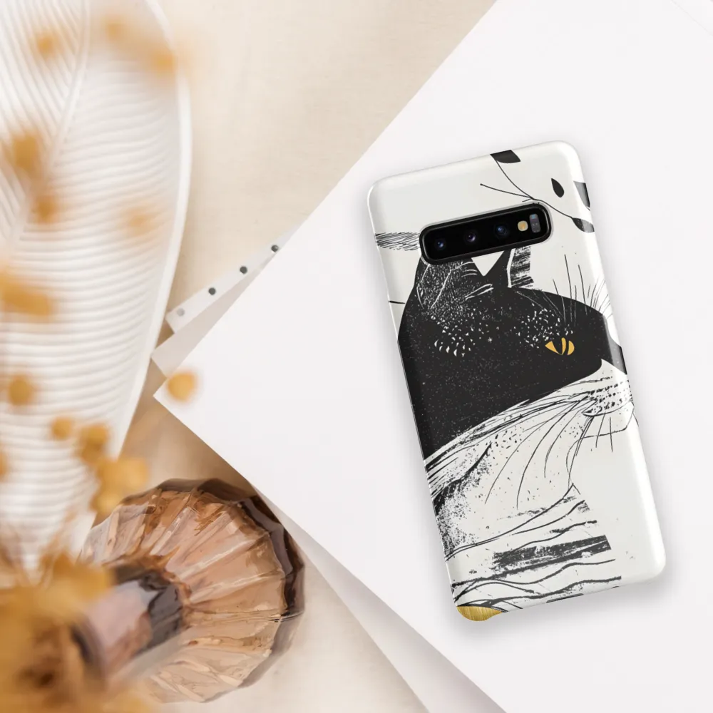 Whiskered Elegance: A Minimalist Cat Profile | Phone Case |  S10 Plus | Snap Case | Glossy