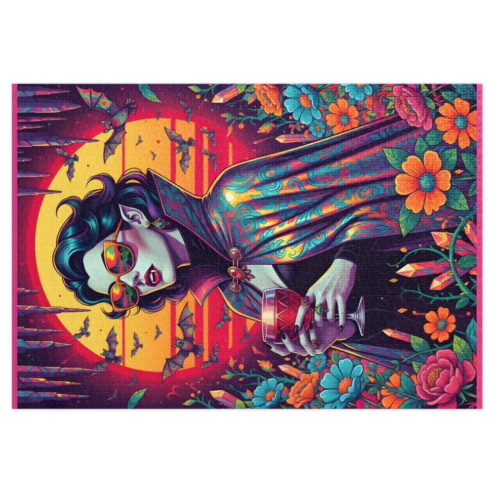 Psychedelic Vampire Night 
 Jigsaw Puzzle in Tin Box