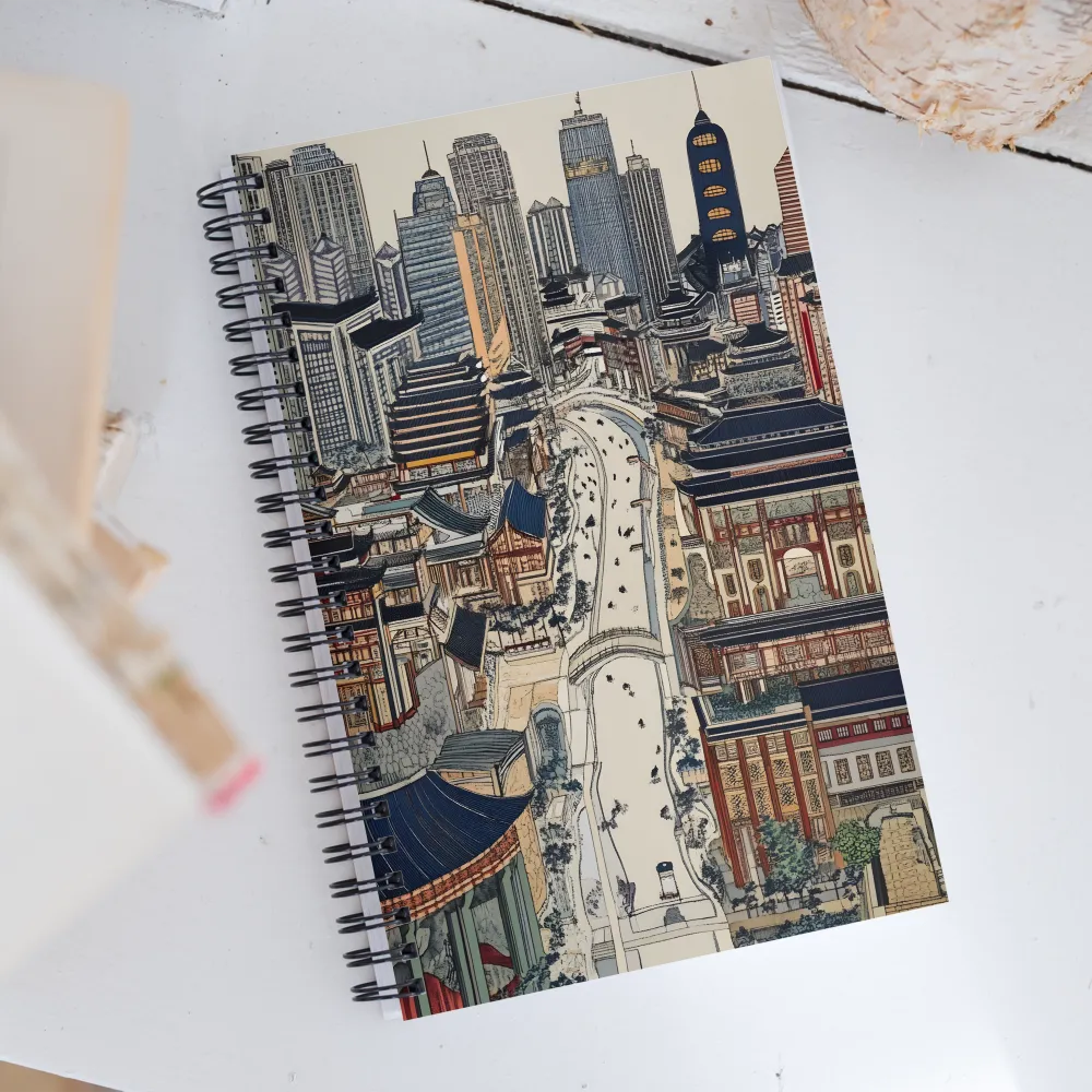 Urban Harmony: A Fusion of Tradition and Modernity | Spiral Notebook