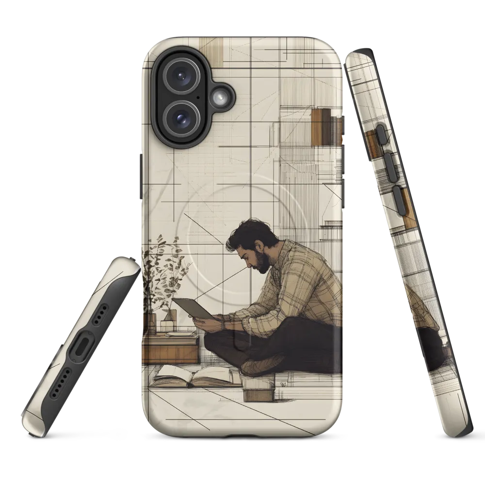 Quiet Reflections in Line | Phone Case |  16 Plus | MagSafe® Tough Case | Matte