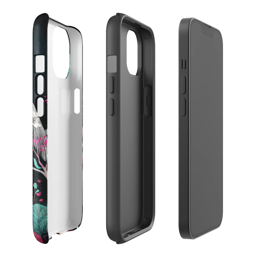 Ethereal Presence: Heron in a Floral Dreamscape | Phone Case |  14 | Tough Case | Glossy