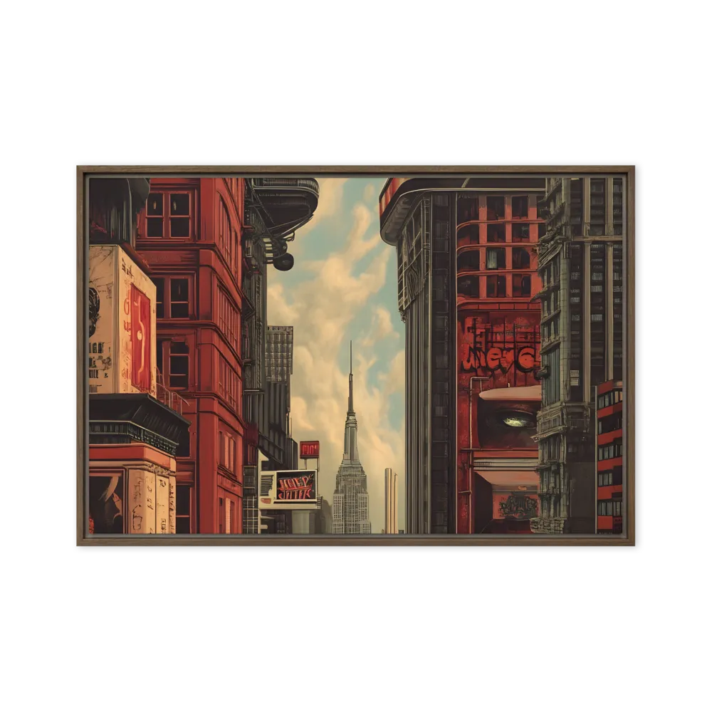 A Glimpse of Tomorrow: Urban Ambition | Canvas with Brown Frame | 24″×36″
