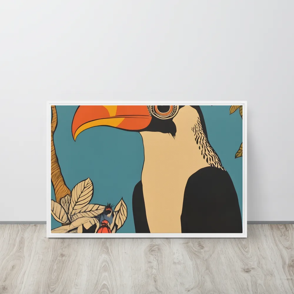Tropical Majesty: The Toucan at Rest | Canvas with White Frame | 20″×30″
