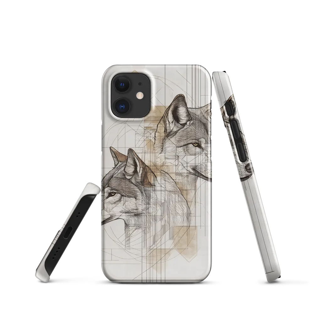 Geometric Harmony: The Essence of Wolves | Phone Case |  12 Mini | Snap Case | Glossy