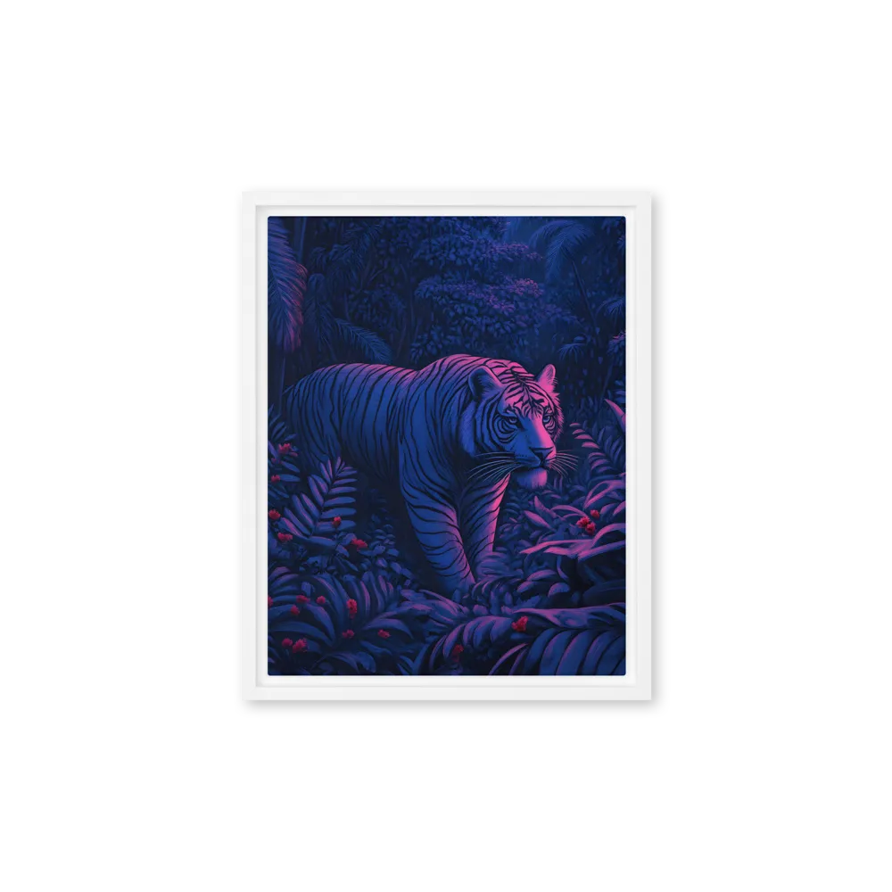 Mystic Prowler: The White Tiger in the Jungle | Canvas with White Frame | 11″×14″