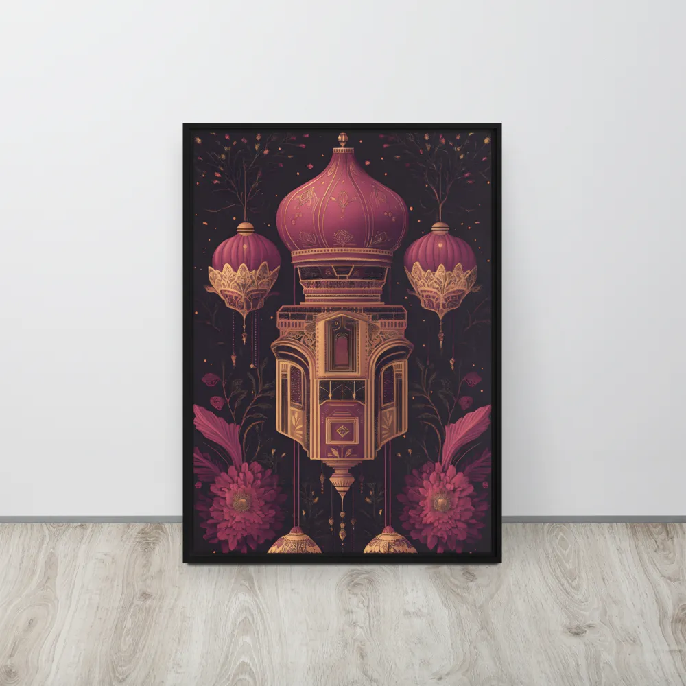 Ornate Harmony: A Digital Floral Architecture | Canvas with Black Frame | 20″×28″
