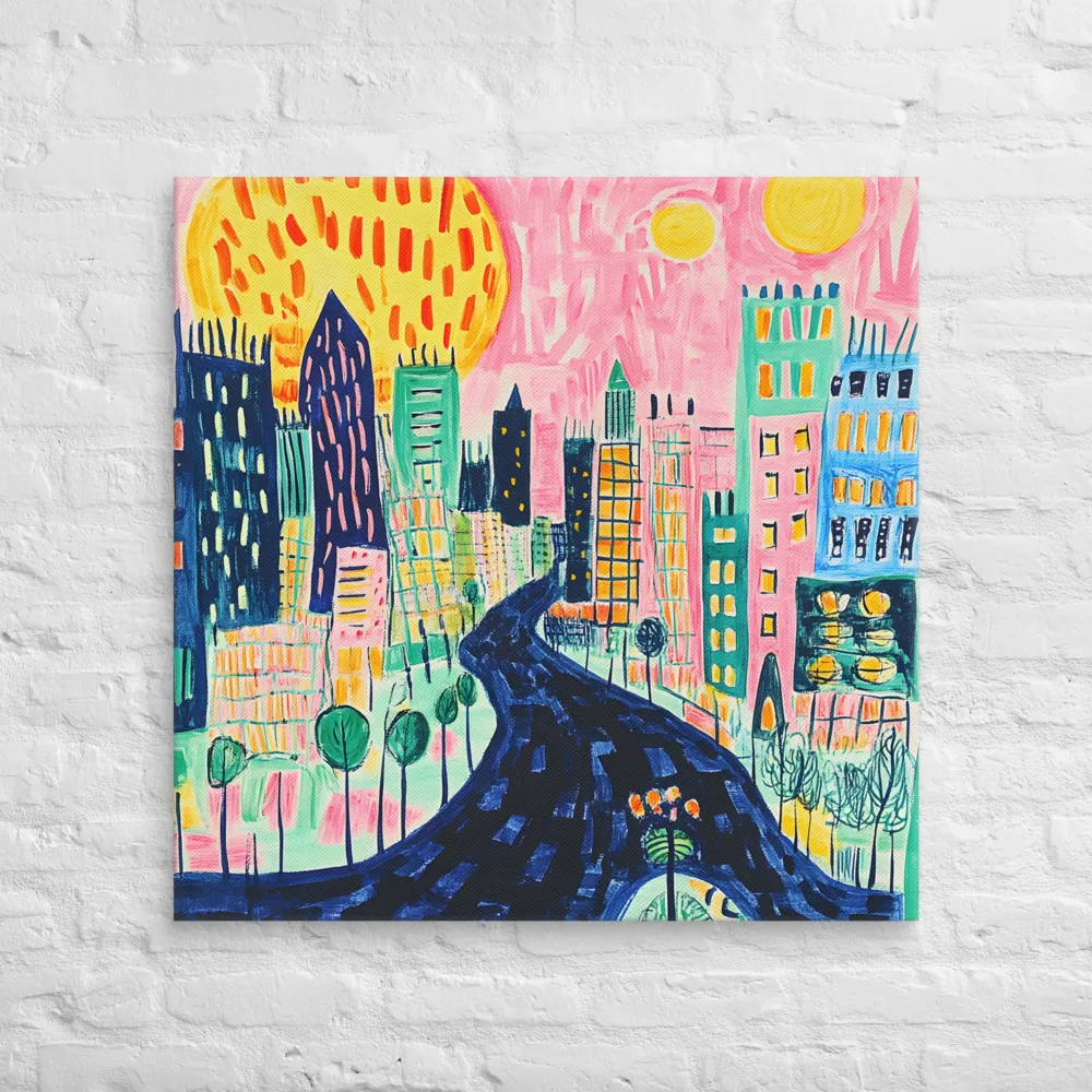 Whimsical Cityscape | Canvas | 32″×32″