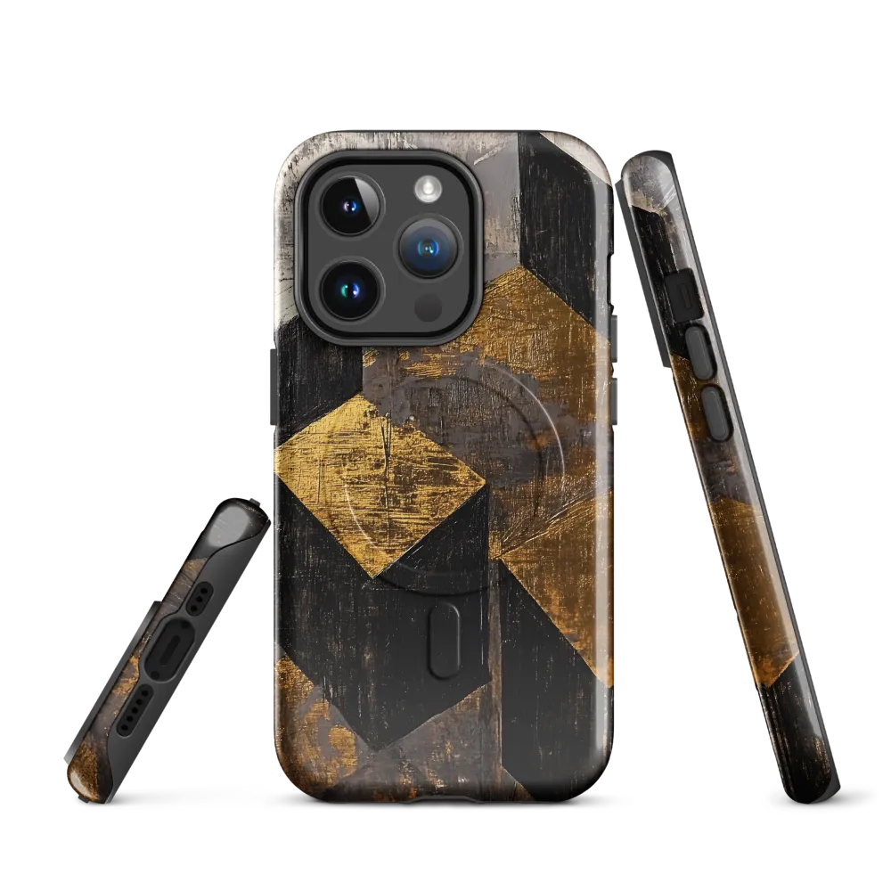 Geometric Harmony in Gold and Black | Phone Case |  14 Pro | MagSafe® Tough Case | Glossy