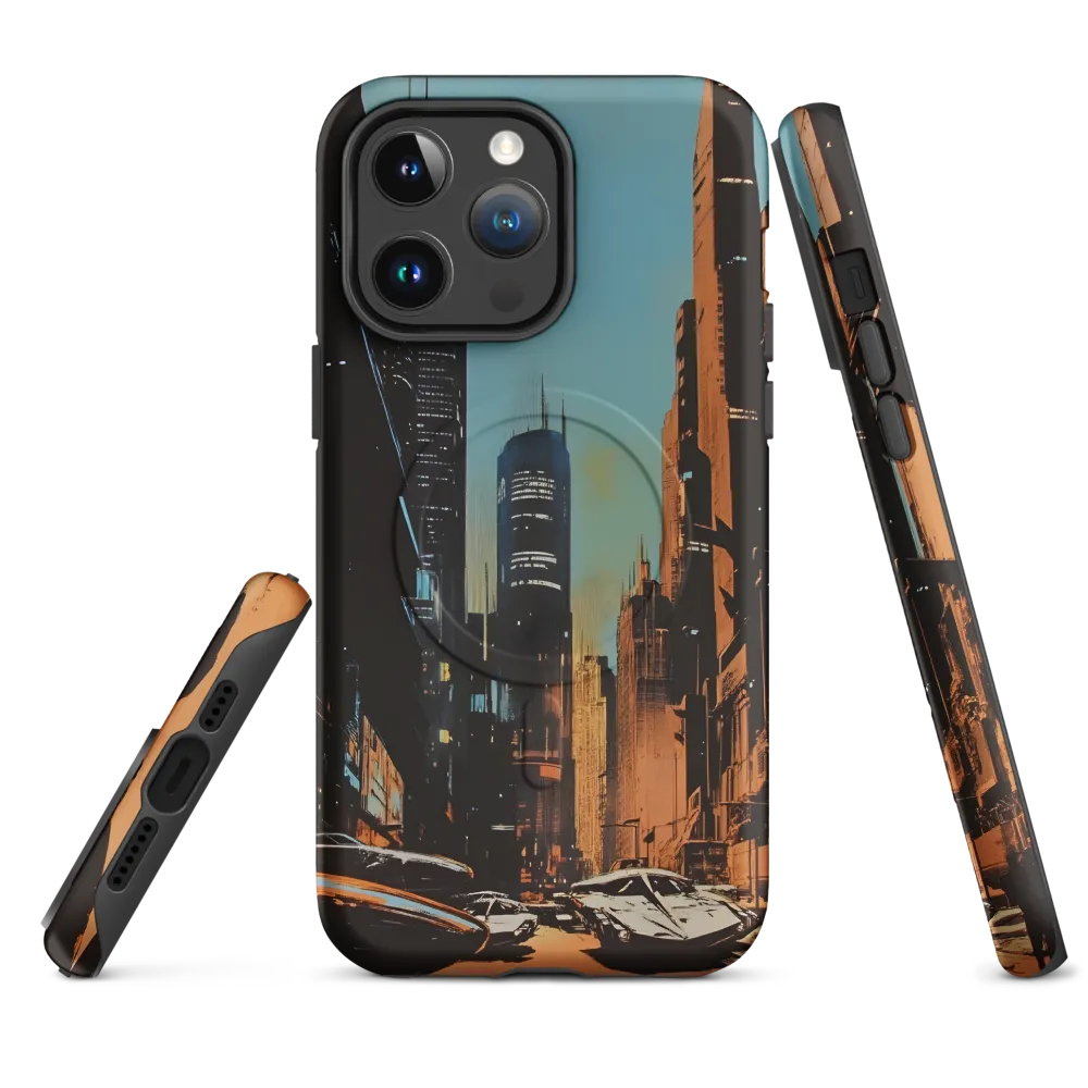 Futuristic Cityscape in Blue and Orange