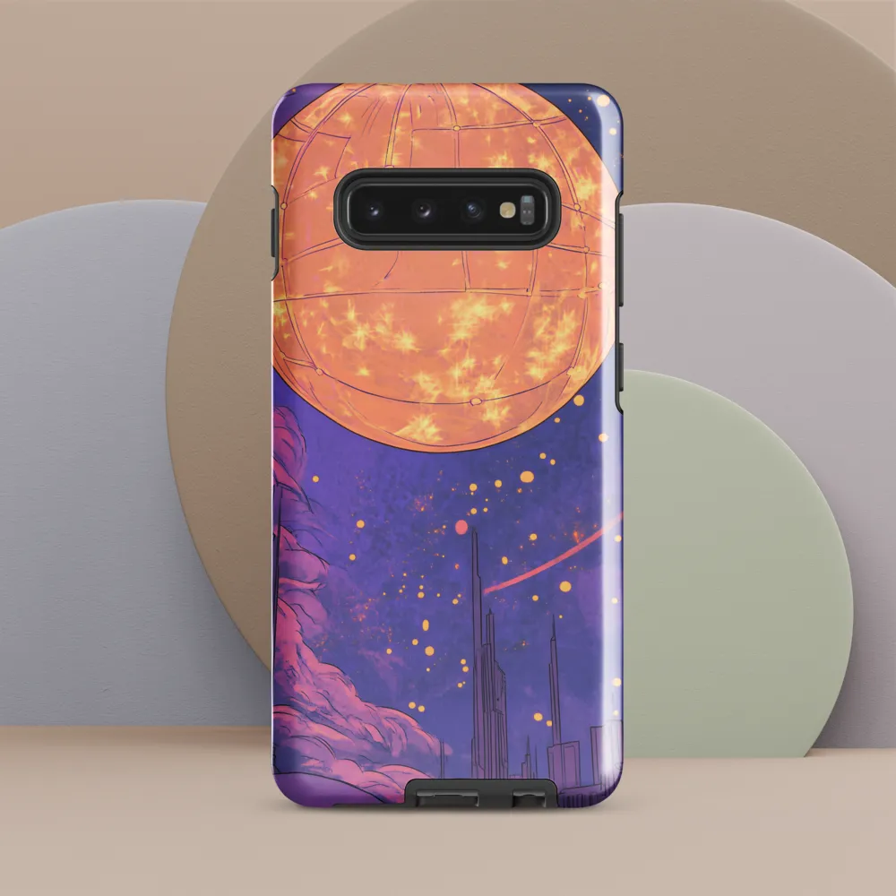 Celestial Cityscape: A Dance of Colors | Phone Case |  S10 Plus | Tough Case | Glossy