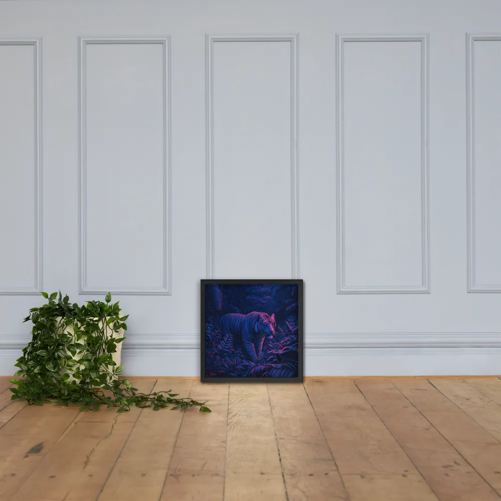 Mystic Prowler: The White Tiger in the Jungle | Poster with Black Frame | 16″×16″