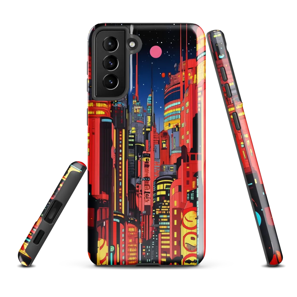 Neon Dreams: A Cyberpunk Cityscape | Phone Case |  S21 Plus | Tough Case | Glossy