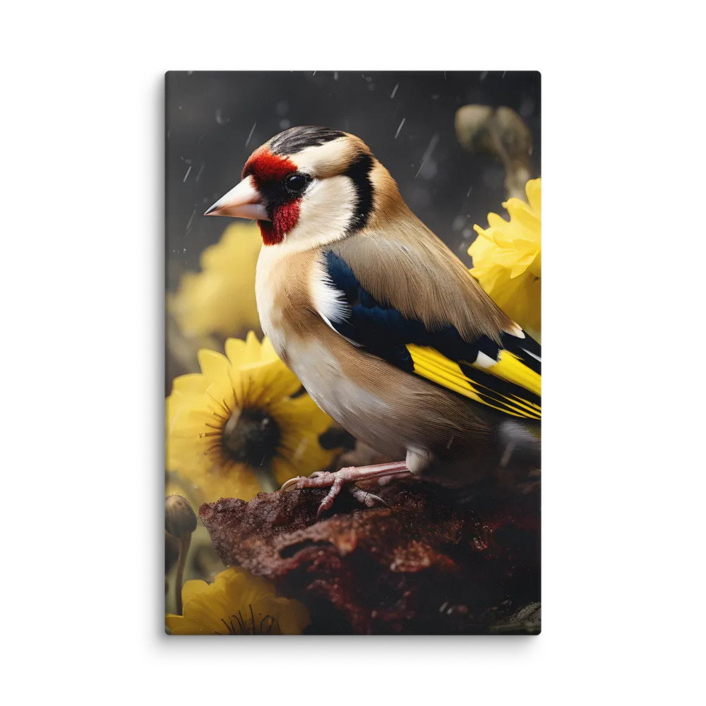Harmony in Nature: A Goldfinch Amidst Blooms