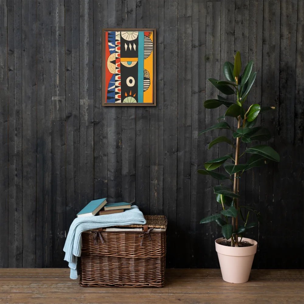 Playful Geometry: A Modern Abstract Exploration | Canvas with Brown Frame | 12″×18″