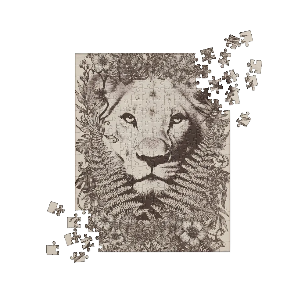 Lion Among Ferns 
 Jigsaw Puzzle