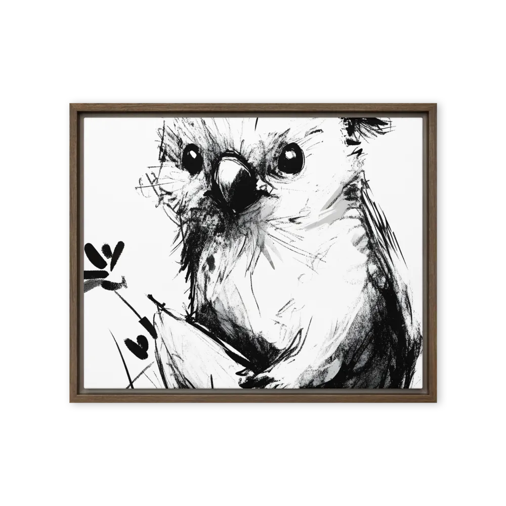 Whimsical Koala in Ink | Canvas with Brown Frame | 16″×20″