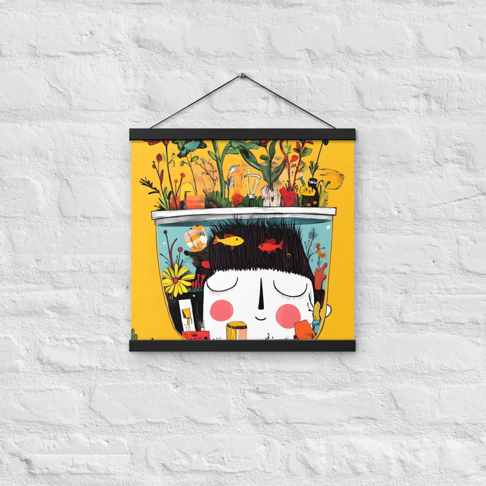 Whimsical Garden Head | Poster With Black Wood Hanger | 16″×16″