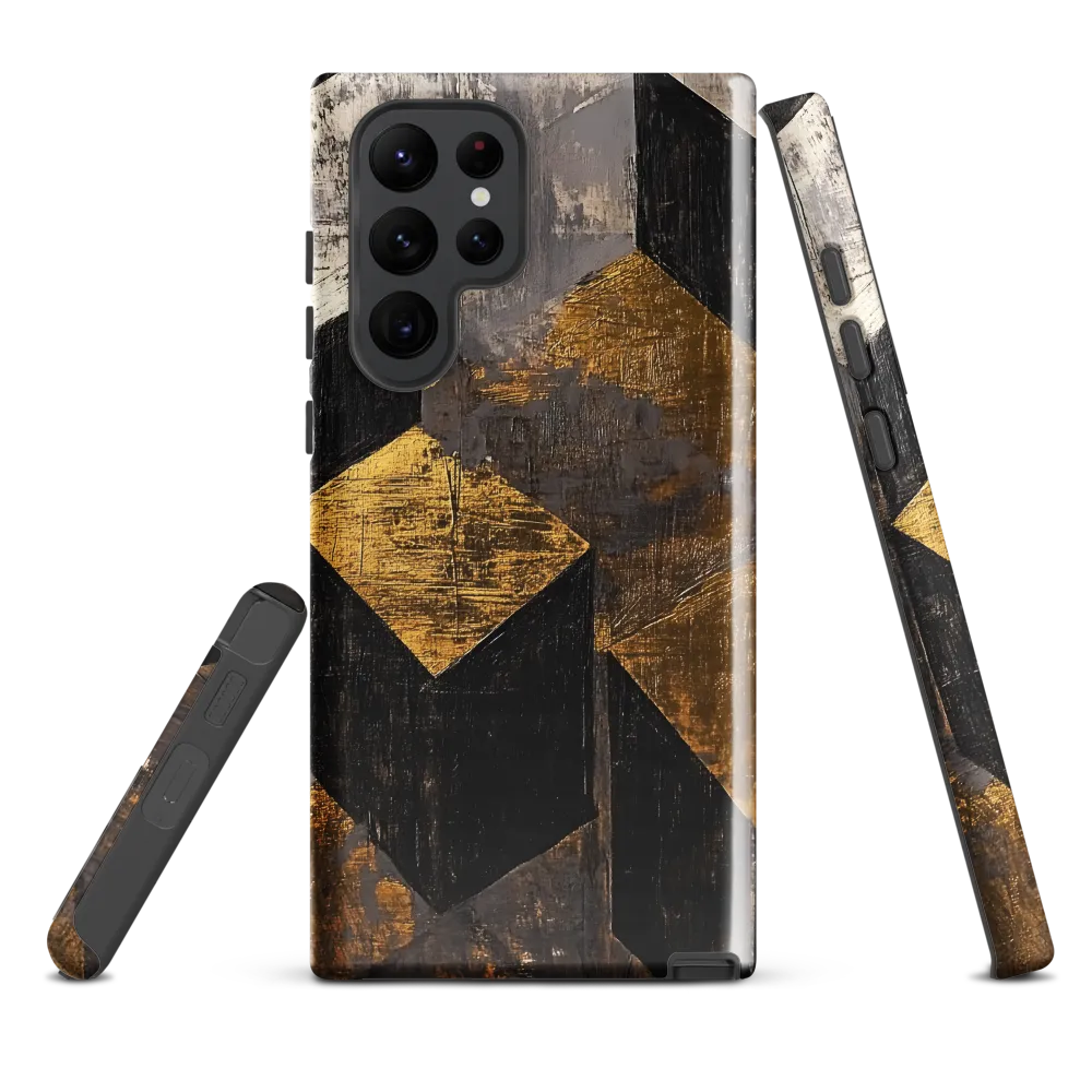 Geometric Harmony in Gold and Black | Phone Case |  S22 Ultra | Tough Case | Glossy
