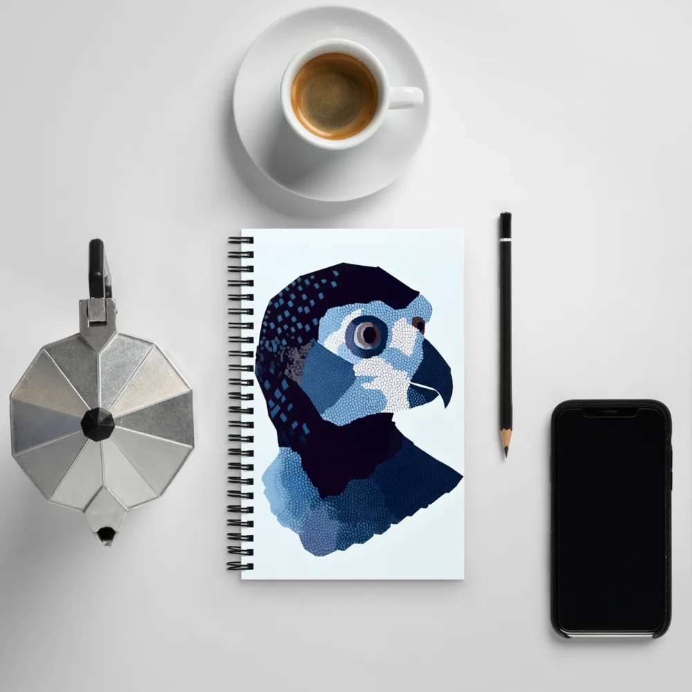 Abstract Avian Portrait in Blue | Spiral Notebook