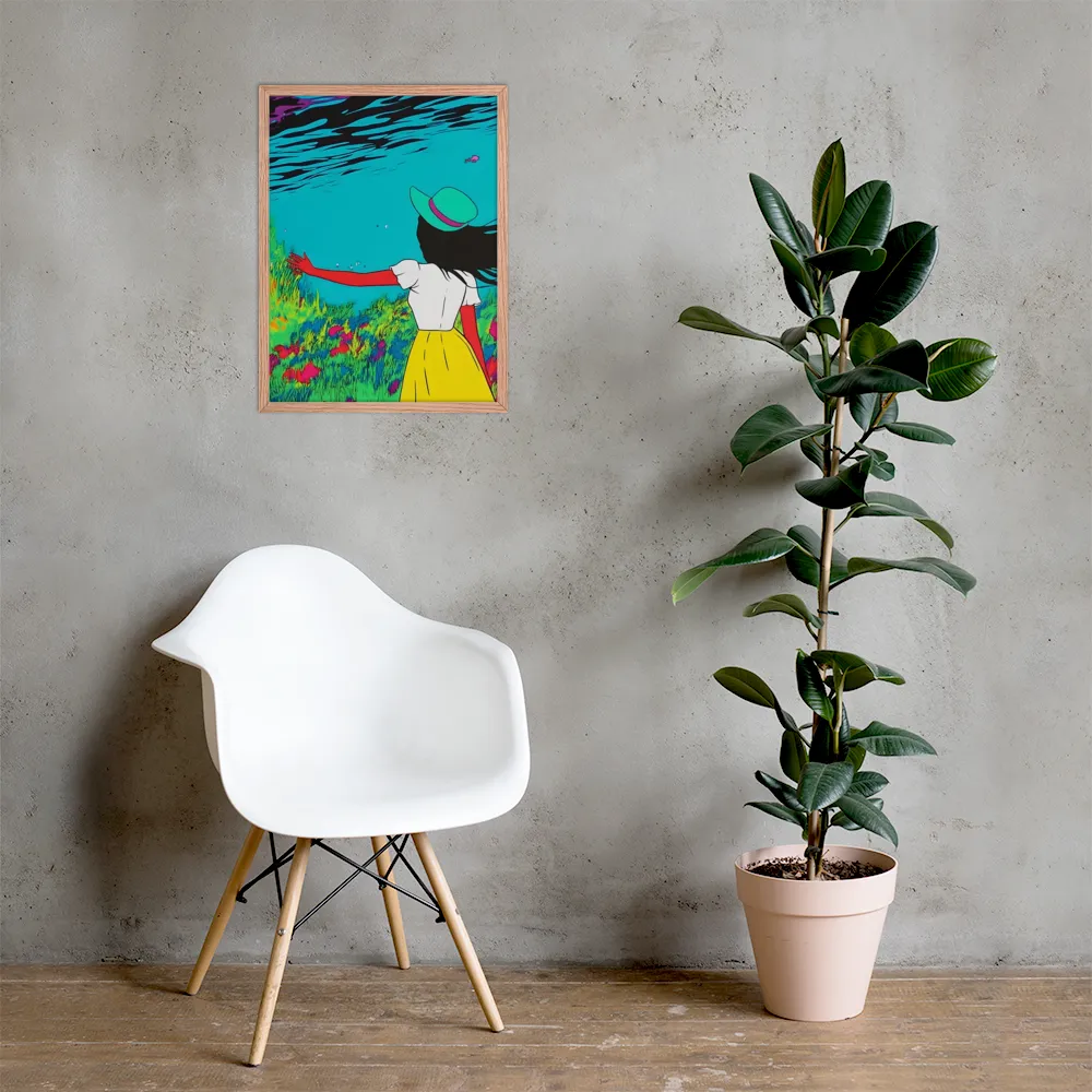 Whimsical Encounter | Poster with Red oak Frame | 18″×24″