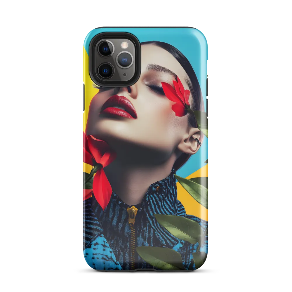 Floral Serenity: A Contemporary Portrait | Phone Case |  11 Pro Max | Tough Case | Glossy