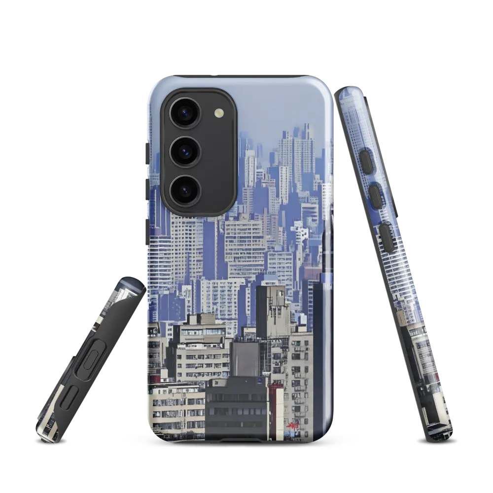 Urban Symphony: A Cityscape in Blues and Grays
