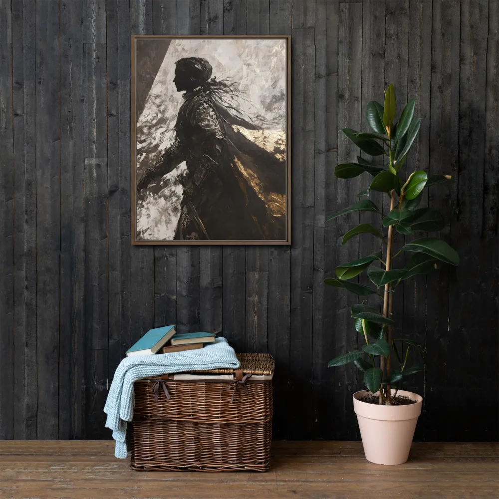 The Silhouette of Valor | Canvas with Brown Frame | 24″×32″