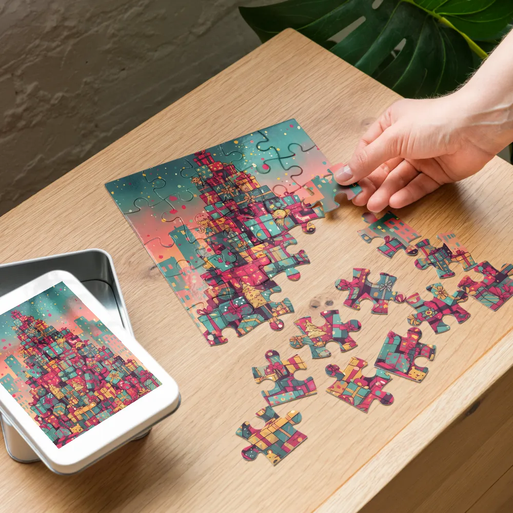 Mountain of Gifts 
 Jigsaw Puzzle in Tin Box