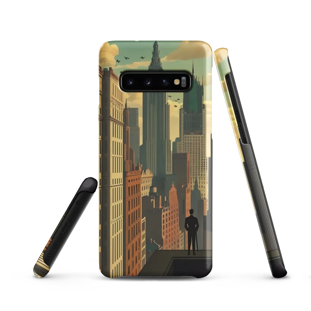 Urban Dreams: A Silhouette in Art Deco Cityscape | Phone Case |  S10 | Snap Case | Matte
