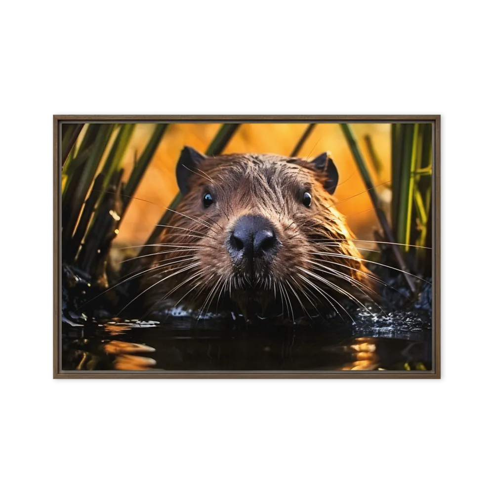 Beaver Serenity: A Natural Portrait | Canvas with Brown Frame | 20″×30″