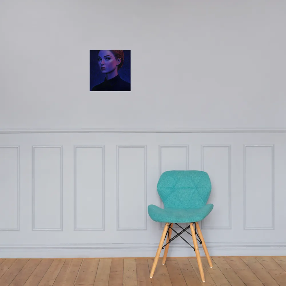 Ethereal Portrait in Blue and Red | Poster | 12″×12″