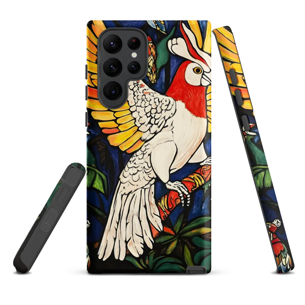Cockatoo on a Patterned Branch