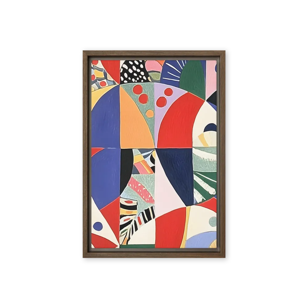 Dynamic Mosaic Symmetry | Canvas with Brown Frame | 12″×18″