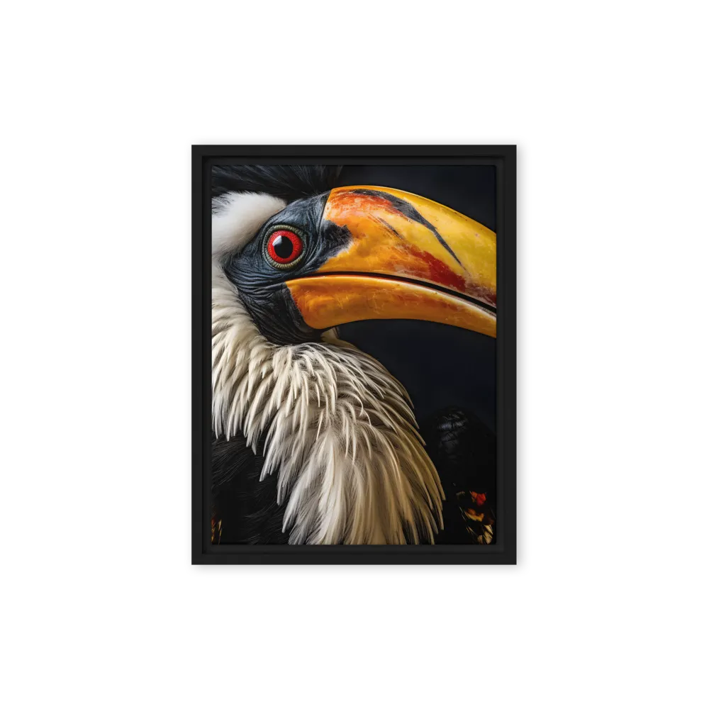 Majestic Hornbill Portrait | Canvas with Black Frame | 9″×12″