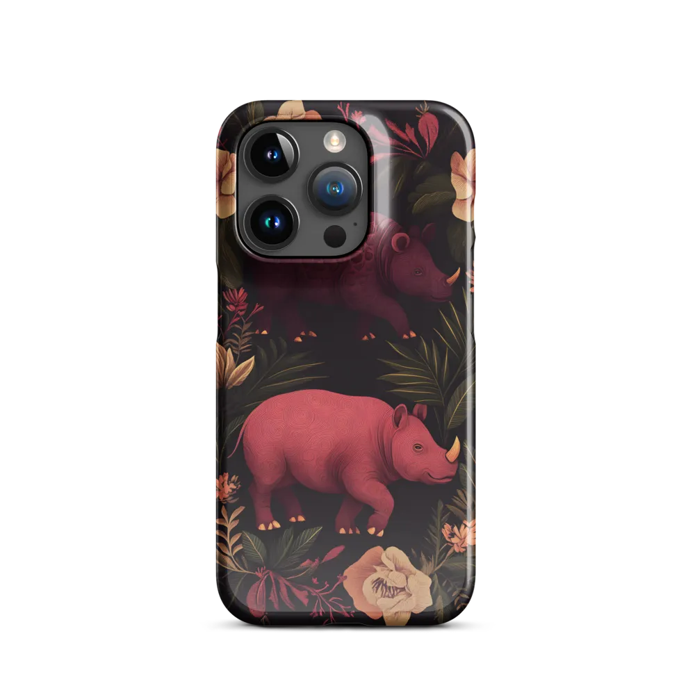 Rhinos in Floral Embrace