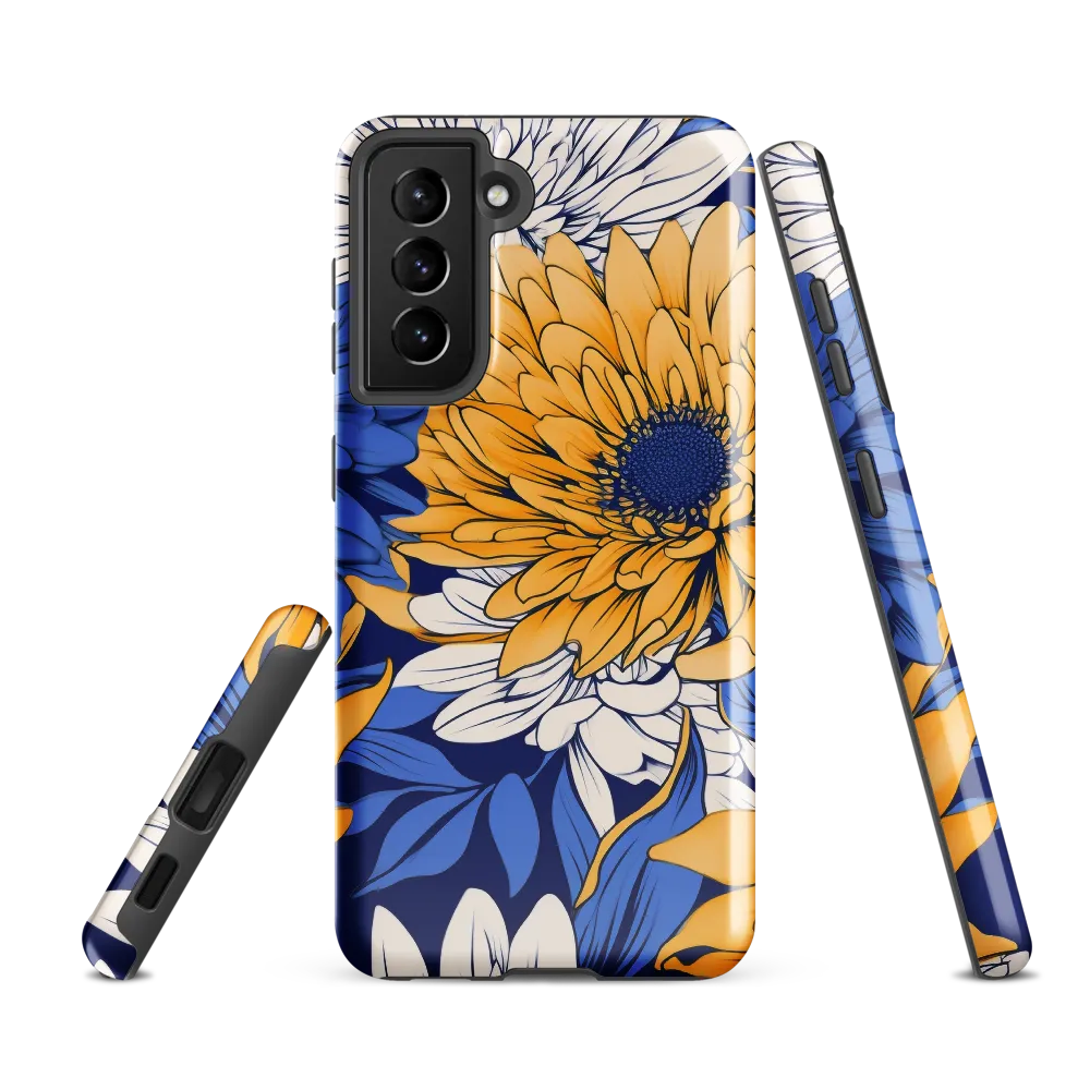 Floral Harmony in Blue and Yellow