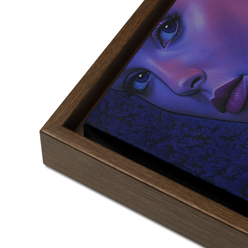 Ethereal Portrait in Blue and Red | Canvas with Brown Frame | 12″×16″
