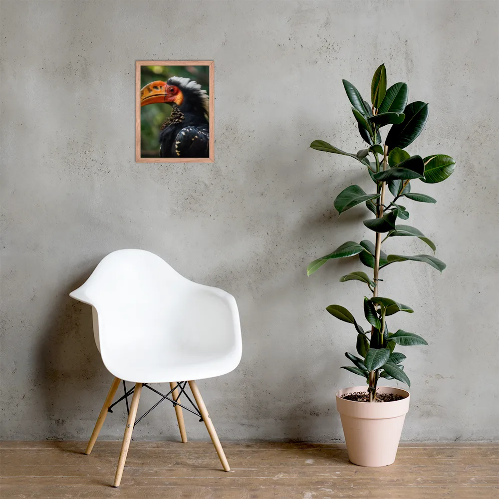 Majesty of the Hornbill | Poster with Red oak Frame | 12″×16″