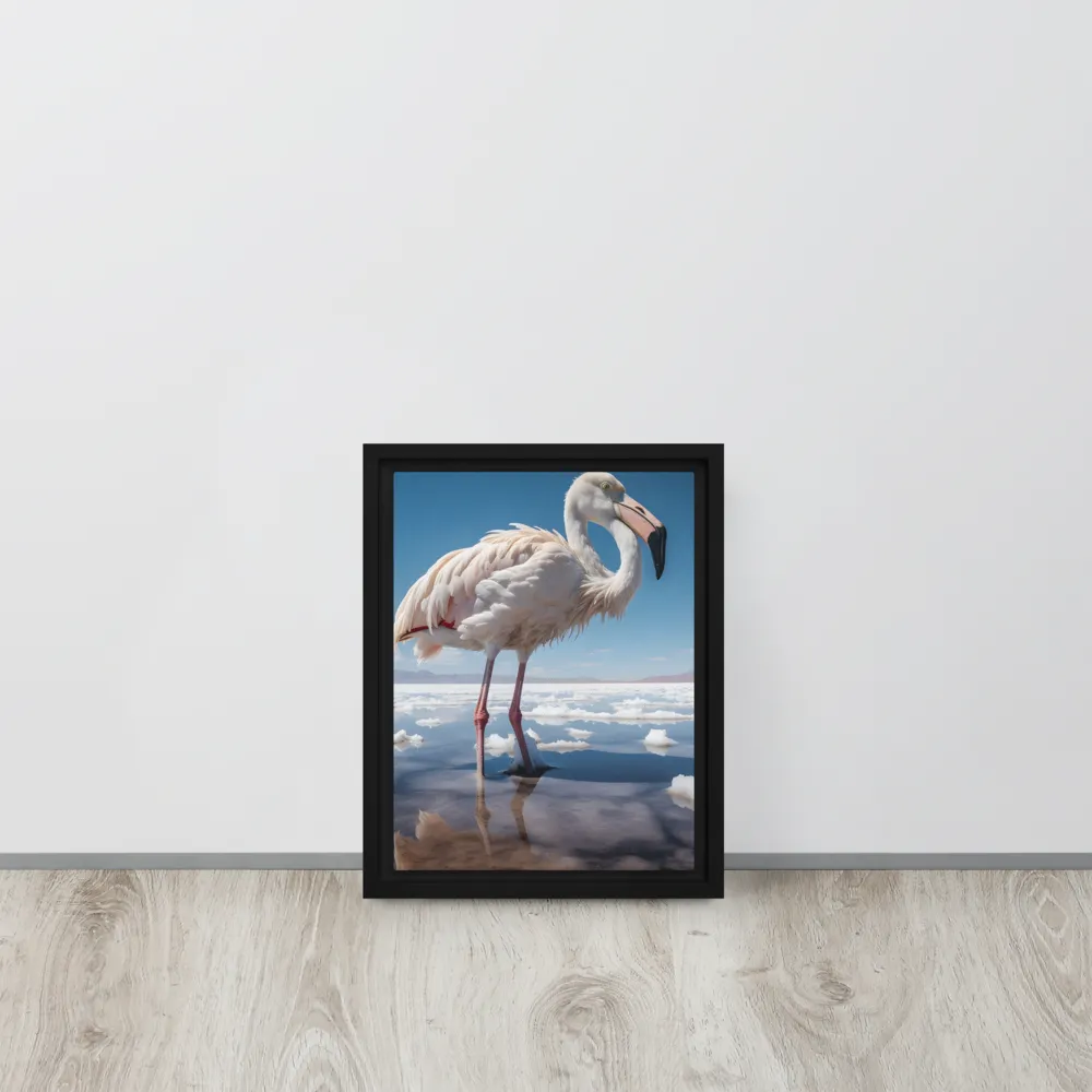 Graceful Solitude of a Flamingo | Canvas with Black Frame | 9″×12″