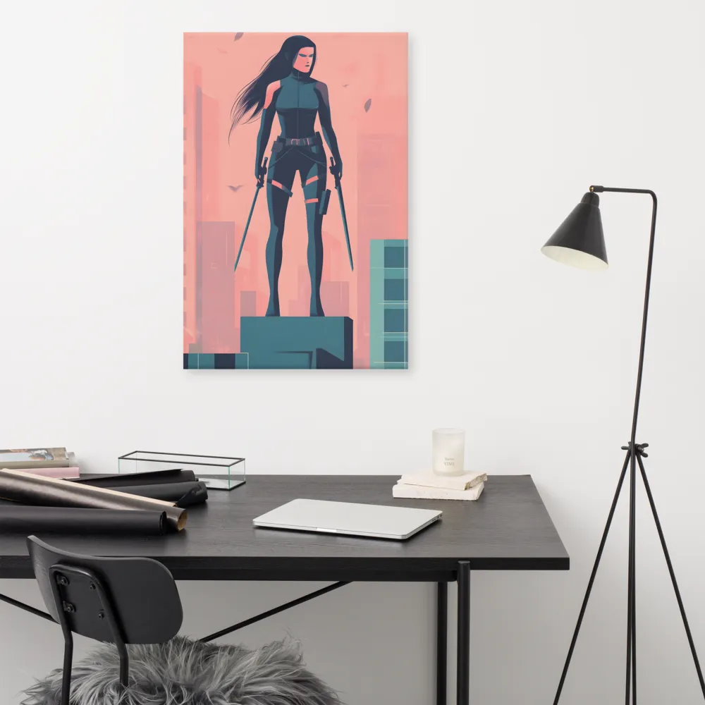 Urban Sentinel: A Warrior's Stand | Canvas | 24″×36″