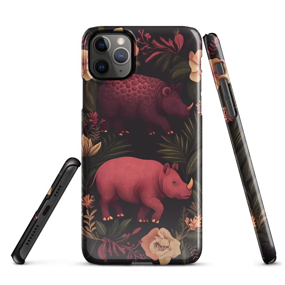 Rhinos in Floral Embrace | Phone Case |  11 Pro Max | Snap Case | Glossy