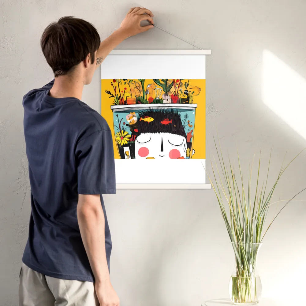 Whimsical Garden Head | Poster With White Wood Hanger | 18″×24″
