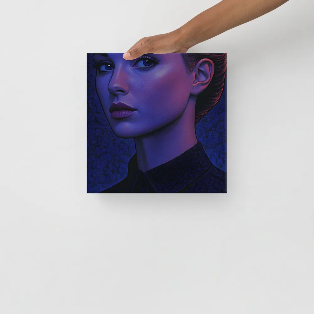 Ethereal Portrait in Blue and Red | Canvas | 12″×12″