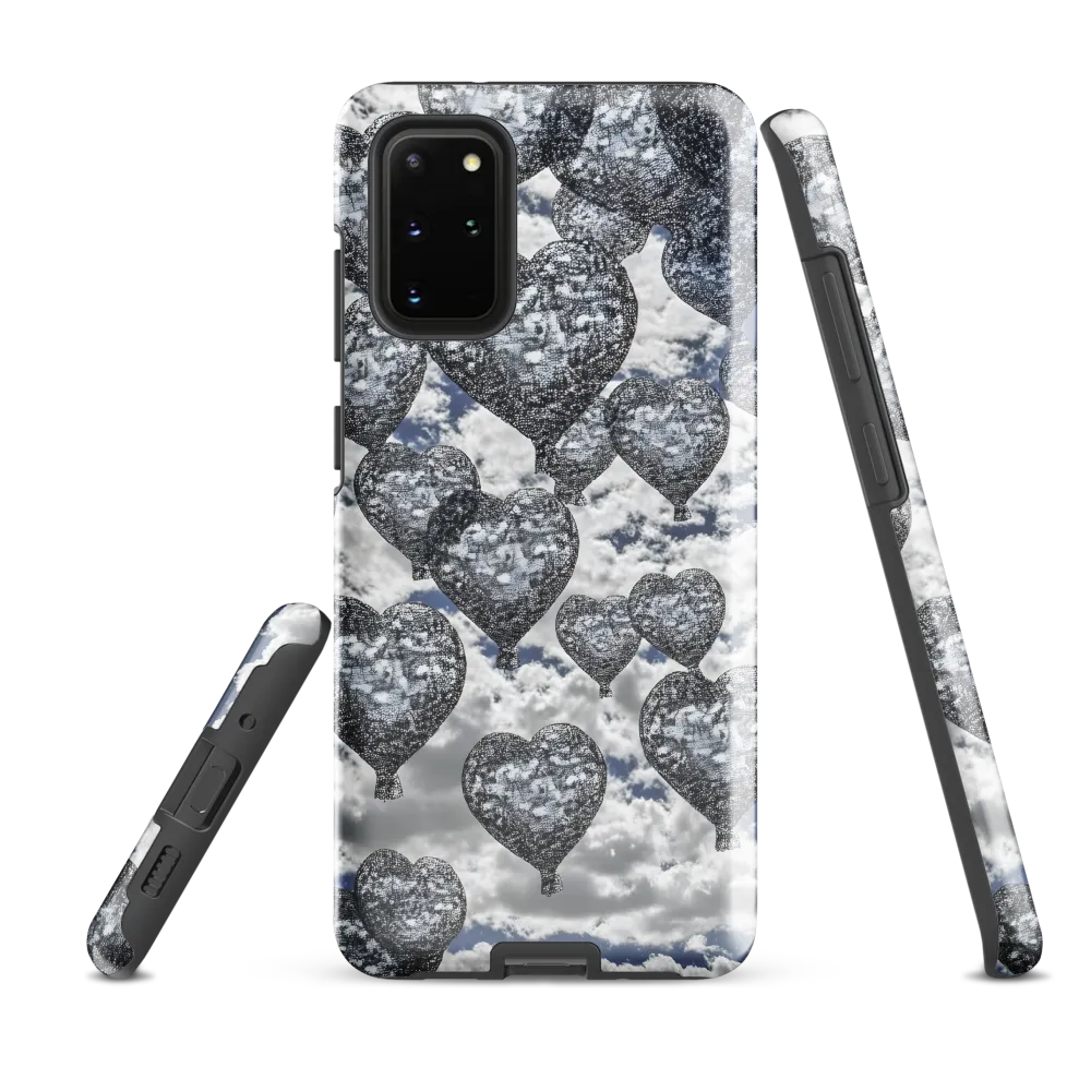 Stippled Hearts Over Cloudscape