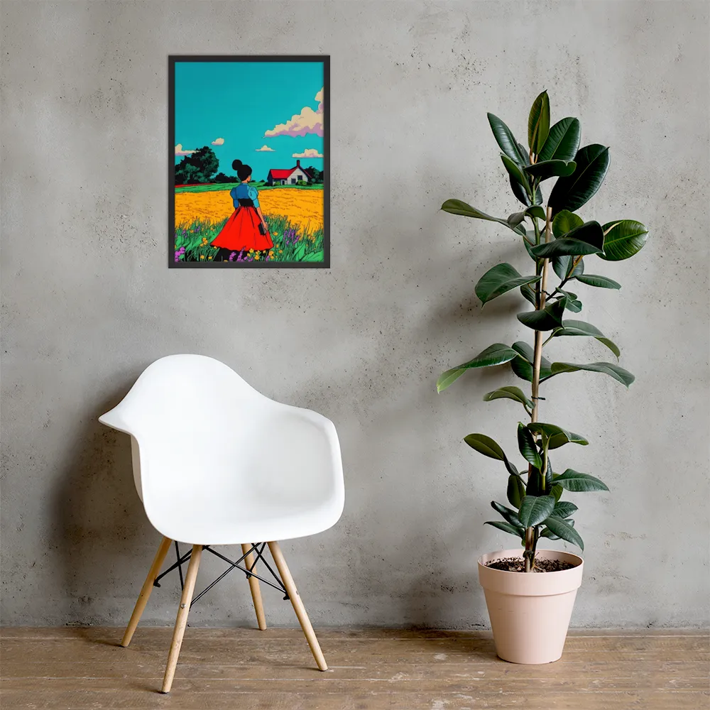 Whispers of a Sunlit Meadow | Poster with Black Frame | 18″×24″