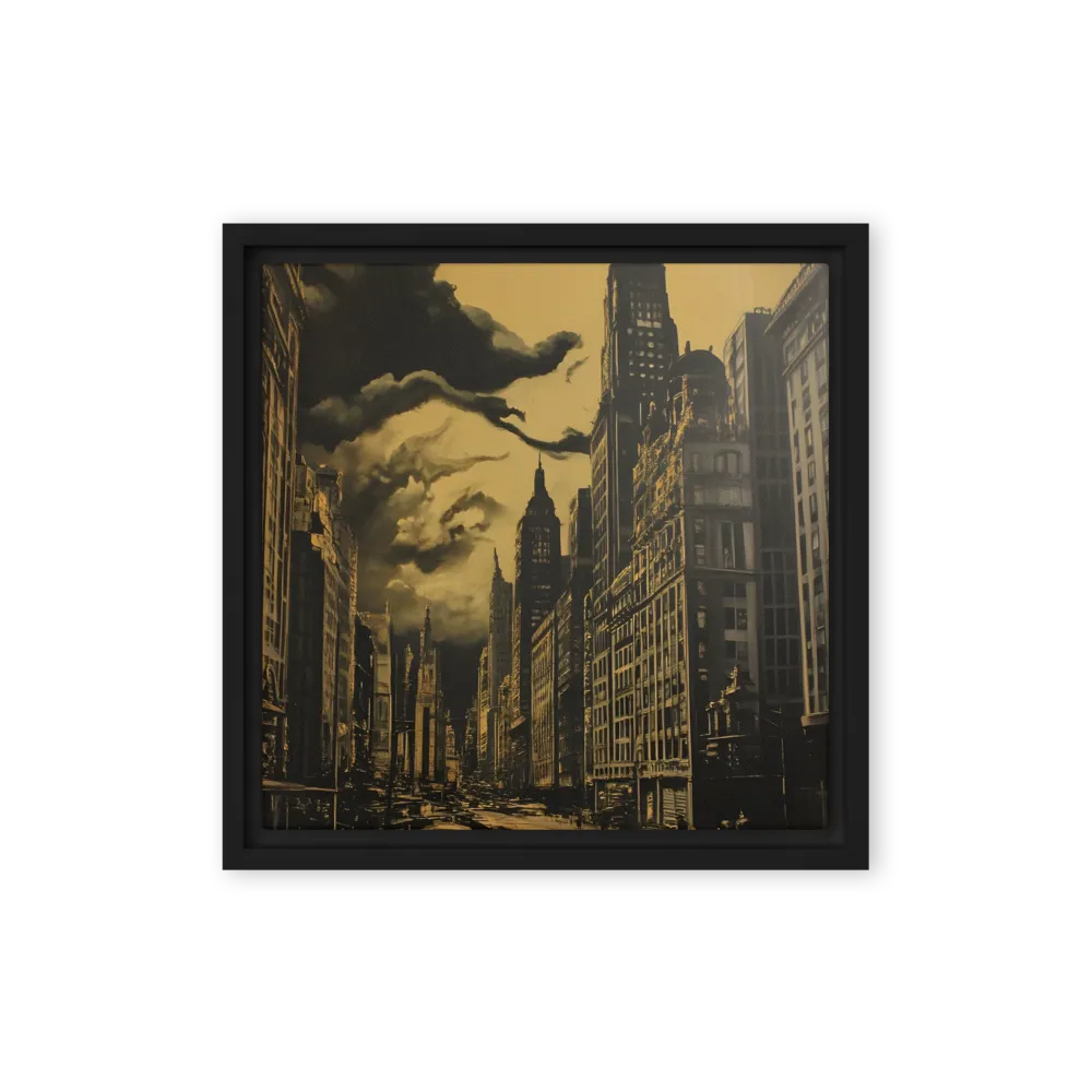 Echoes of a Forgotten Skyline | Canvas with Black Frame | 12″×12″