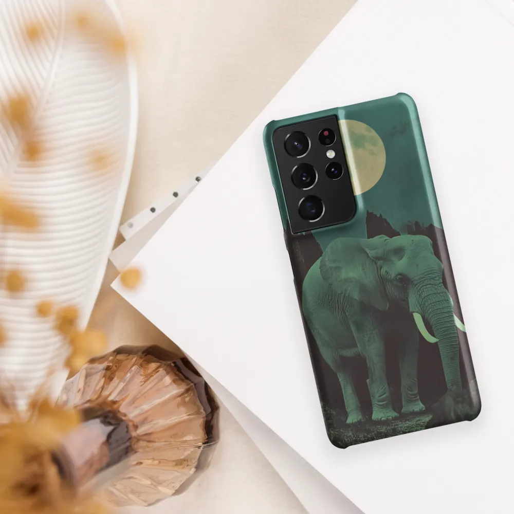 Ethereal Presence: Elephant Under a Full Moon | Phone Case |  S21 Ultra | Snap Case | Matte
