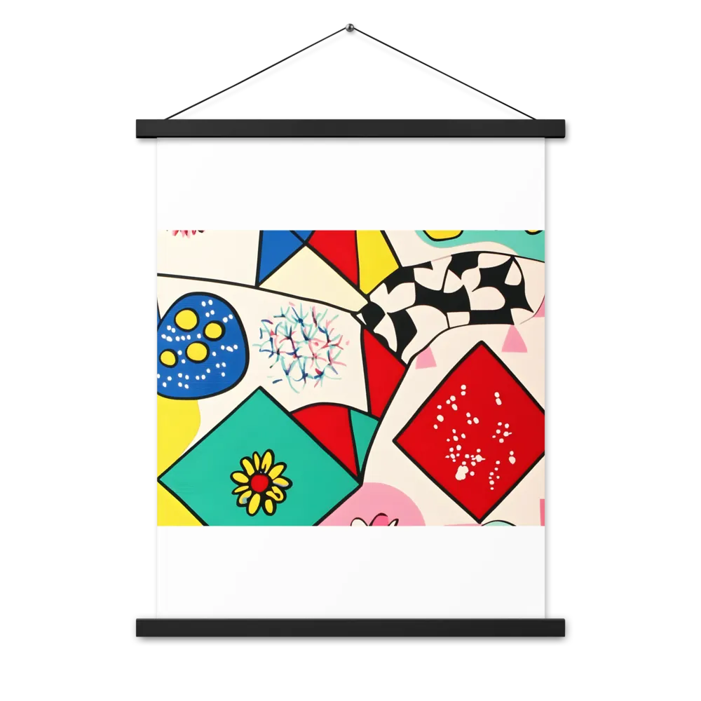 Joyful Geometry: A Playful Dance of Shapes and Colors | Poster With Black Wood Hanger | 18″×24″